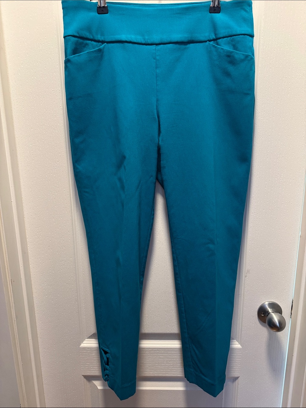 cleo Teal Pull-On Ankle Pants